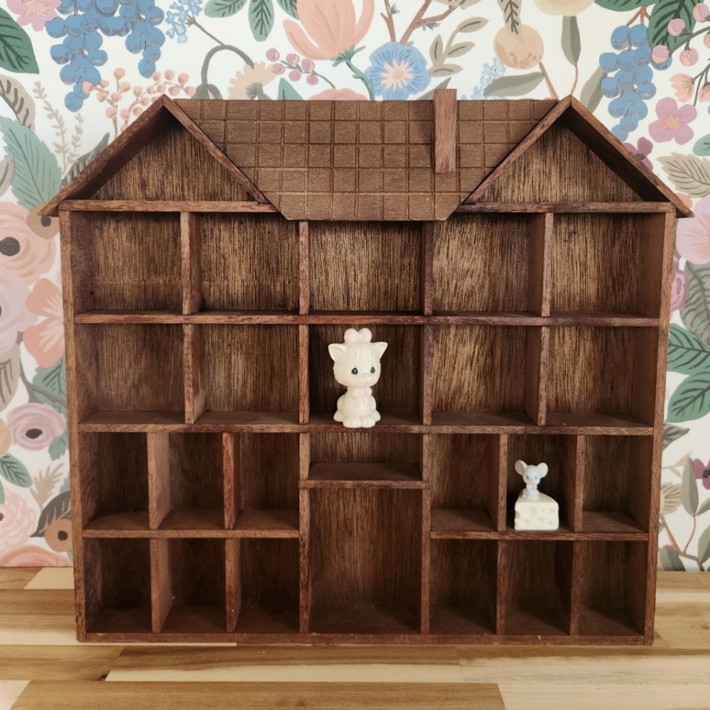 Vintage Primitive Wood House Curio Cubby Compartment Hanging Wall Shelf